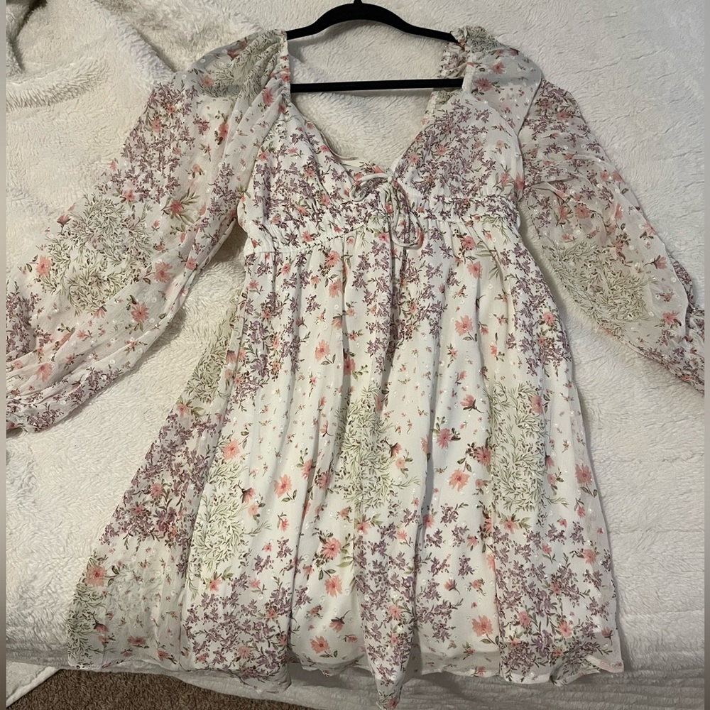long sleeve floral mini dress